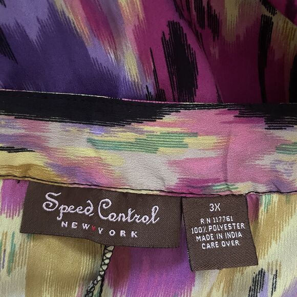 Speed Control Tunic Short Mini Dress Women 3X Plus Yellow Pink Watercolor Print - Picture 4 of 9